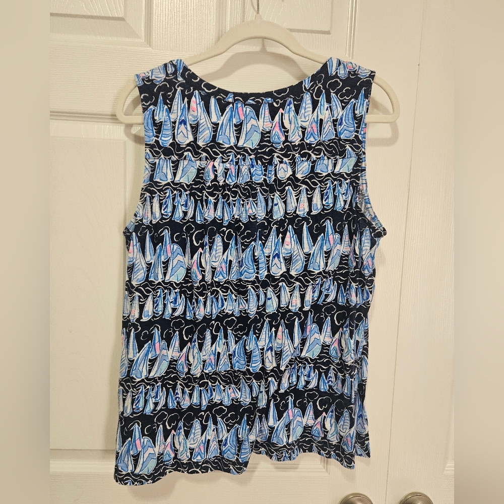 Lilly Pulitzer Top Low Tide Navy Sails And Stripes XL - Picture 6 of 6